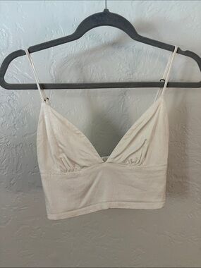 Zara Off-White Silk Bralette Crop Top